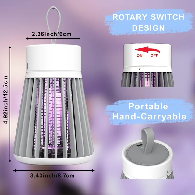 Alt view image 2 of 7 - Bug Zapper for Indoor and Outdoor Use, Portable Electric Fly Zapper and Mosquito Trap with UV Purple Light, Cordless Insect Zapper Ideal for Home, Camping, Patio, Garden, and Kitchen