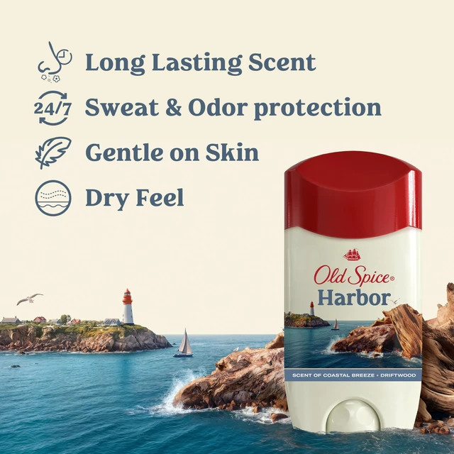 Alt view image 2 of 7 - Antiperspirant Deodorant for Men, Harbor Scent, 2.6 oz Pack of 3 | Dry Feel | Coastal Breeze Notes | 24/7 Sweat & Odor Protection | 24/7 Freshness | Skin Conditioners | Fresher Collection