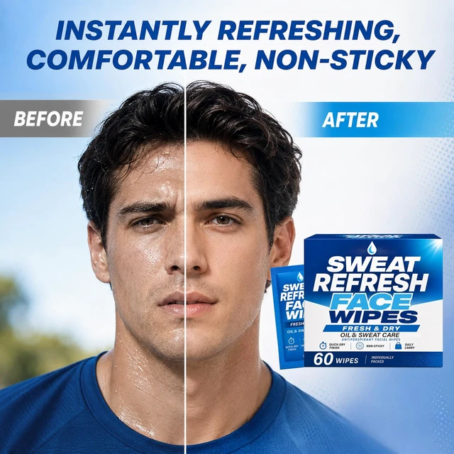 Alt view image 3 of 7 - Antiperspirant Face Wipes 60 Count, Sweat Control Deodorant Wipes | Sweat Blocker & Clean Refreshing for Face & Body Part, Quick Dry Alcohol Free, Individually Wrapped, Travel-Friendly