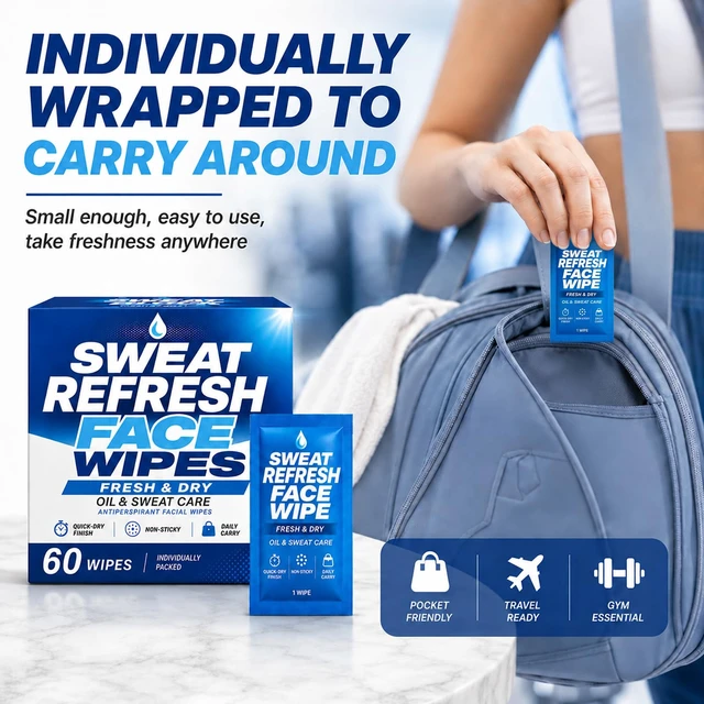 Alt view image 7 of 7 - Antiperspirant Face Wipes 60 Count, Sweat Control Deodorant Wipes | Sweat Blocker & Clean Refreshing for Face & Body Part, Quick Dry Alcohol Free, Individually Wrapped, Travel-Friendly