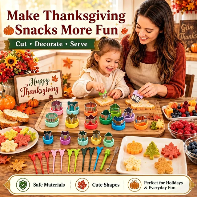 Alt view image 6 of 6 - 36 Pcs Halloween Stainless Steel Vegetable Cookie Cutters Set | Halloween, Thanksgiving and Christmas Holiday Shapes, Maple Leaf, Pumpkin, Witch Hat, Cat, Ghost Skull &turkey