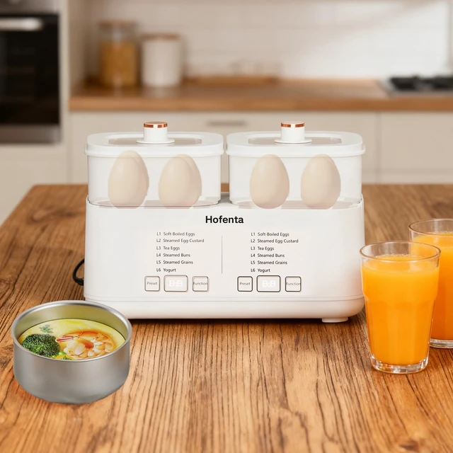 Alt view image 7 of 7 - Rapid Electric Egg Cooker for Hard Boiled Eggs,Egg Boiler with Timer(0.5-9.5H), Auto Shut-Off/2 Tiers, 16 Eggs Capacity,Egg Steamer for Soft/Hard/Poached Boiled Eggs
