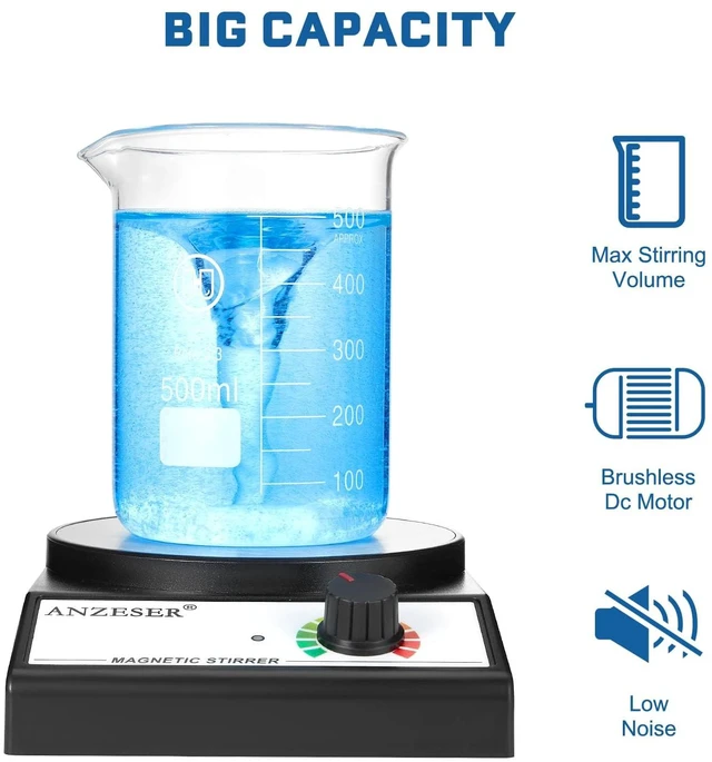 Alt view image 3 of 7 - Magnetic Stirrer Set Corrosion-Resistant Magnetic Stir Plate (Non-Heating) | with Stir Bar Retriever, with 4 Stir Bars, Max 3000 mL Stirring Capacity Magnetic Mixer, Max 3000 RPM Lab Stirrer