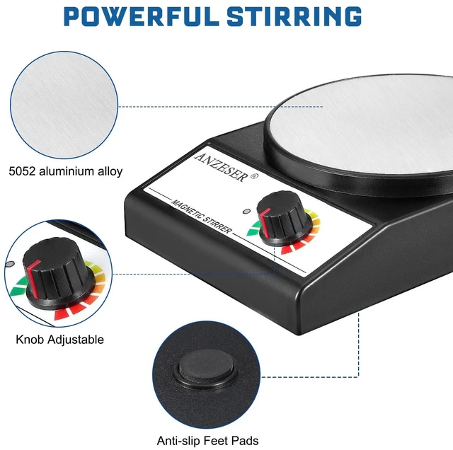 Alt view image 4 of 7 - Magnetic Stirrer Set Corrosion-Resistant Magnetic Stir Plate (Non-Heating) | with Stir Bar Retriever, with 4 Stir Bars, Max 3000 mL Stirring Capacity Magnetic Mixer, Max 3000 RPM Lab Stirrer