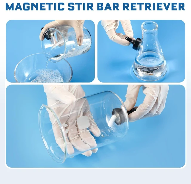 Alt view image 7 of 7 - Magnetic Stirrer Set Corrosion-Resistant Magnetic Stir Plate (Non-Heating) | with Stir Bar Retriever, with 4 Stir Bars, Max 3000 mL Stirring Capacity Magnetic Mixer, Max 3000 RPM Lab Stirrer