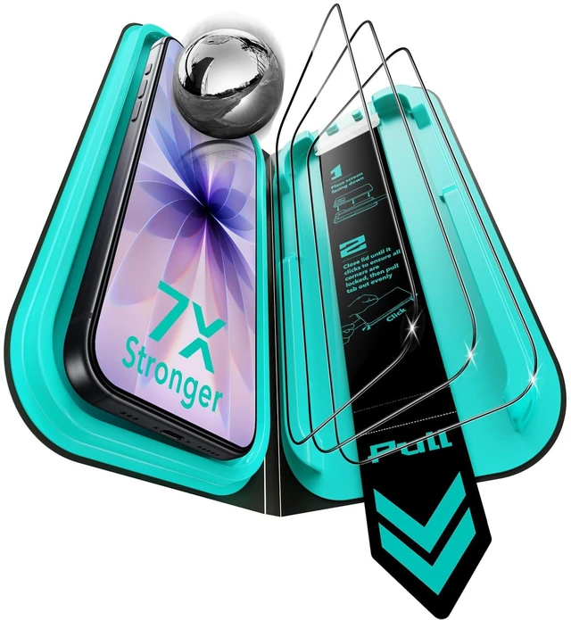 Main image of 3 Pack for iPhone 17/iPhone 16 Pro Screen Protector, Armorite | 7X Impact Absorption, 9H+ Tempered Glass, Easy One-Pull Installation, Full-Coverage Protection, UltraFit Tray, Bubble-Free