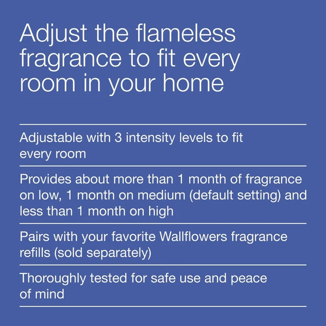 Alt view image 4 of 6 - Wallflowers Fragrance Plug, White Scent Control, 2 Pack | Plug-In Air Freshener Devices with 3 Intensity Levels for Customized Scent Control in Bedrooms, Bathrooms & Living Spaces