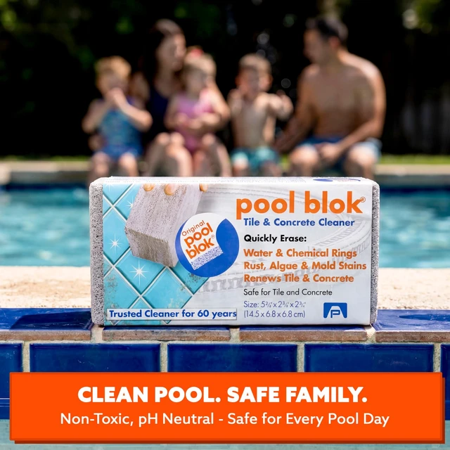 Alt view image 7 of 7 - Extra Large Pool Tile Pumice Stone, Non-Toxic, Floats, 2-Pack | Cleans Mineral Buildup & Calcium Deposits, Pumice Stick Grout Cleaner for Swimming Pools, Removes Lime, Ceramic/Concrete Safe