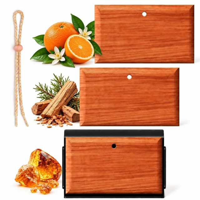 Main image of Car Air Freshener 3 Pack Long Lasting Car Odor Eliminator for Visor Clip | Wood Air Fresheners Refill, Variety Scent Starter Kit, Vehicle Scent Diffuser Men&Women