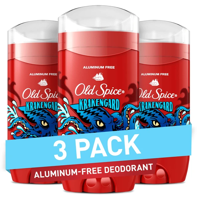 Main image of Deodorant for Men, Aluminum Free, Krakengard, 3.0 oz Pack of 3 | Deep Ocean Notes | 24/7 Clear Odor Protection | Helps Fight Odors | 24/7 Freshness & Long-Lasting Scent | Wild Collection