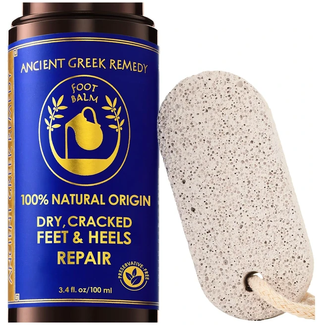 Main image of Dry Cracked Heel Repair Balm, Organic Foot Cream with Pumice Stone Included | Softens Rough, Dry Cracked Feet & Callus with Moisturizing Foot Balm and Included Pumice Stone for Smoother Feet & Heels