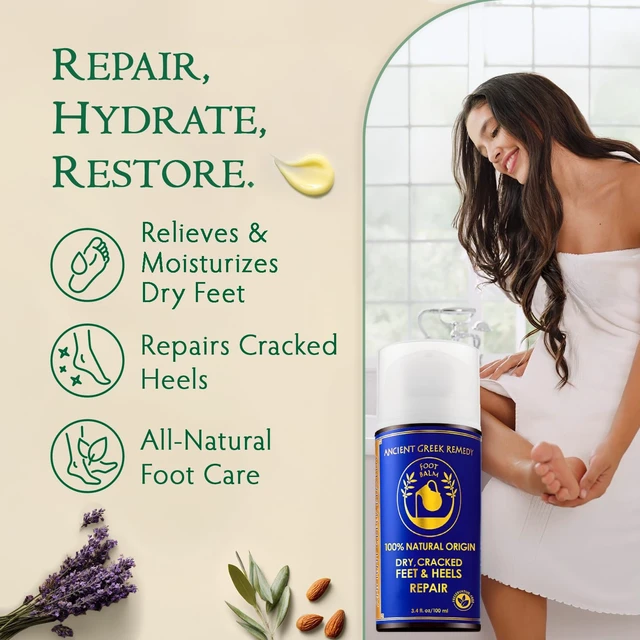 Alt view image 2 of 7 - Dry Cracked Heel Repair Balm, Organic Foot Cream with Pumice Stone Included | Softens Rough, Dry Cracked Feet & Callus with Moisturizing Foot Balm and Included Pumice Stone for Smoother Feet & Heels