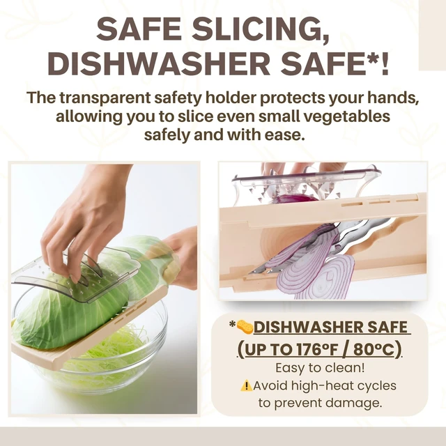 Alt view image 4 of 7 - Arnest Japanese mandoline slicer Cabbage Shredder, 3-Blade Triple Wave Ultra-Thin Shredder for Tonkatsu-Style Slaw, Stainless Steel Wave Blades, Safety Holder, Easy-Rinse Clean, Made in Japan