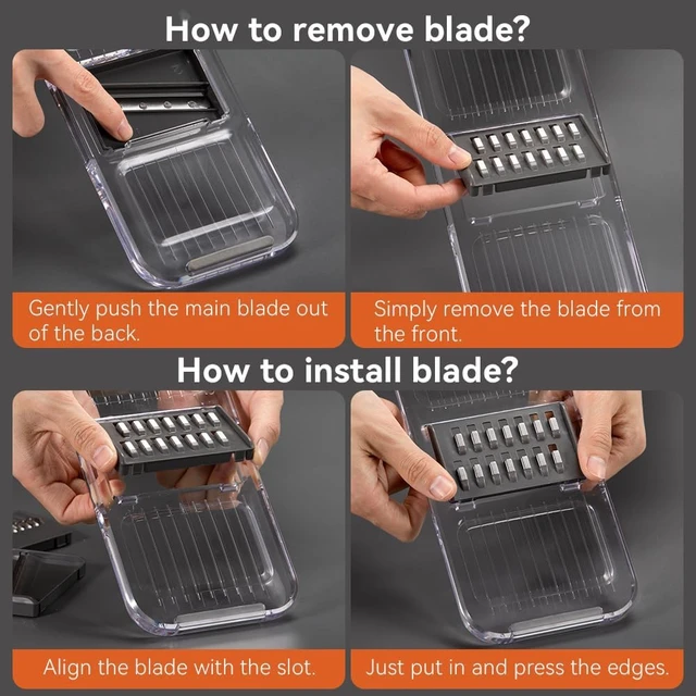 Alt view image 4 of 6 - Transparent Multifunctional Mandoline Slicer - 6 Blades Interchangeable, Handheld Vegetable Cutter with Hand Guard for Kitchen, Onion, Garlic, Safe Food Slicer