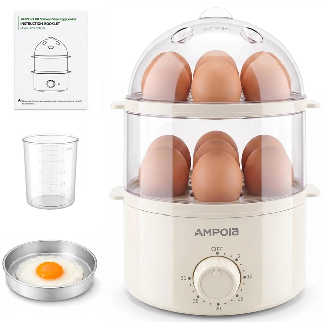 Main image of Rapid Egg Cooker 14 Eggs Capacity with 30 Min Timer, BPA Free, Beige | 350W Electric Egg Steamer, Soft, Medium, Hard Boiled, Poached for Breakfast, Egg Boiler with Auto Shut-Off, Dishwasher Safe