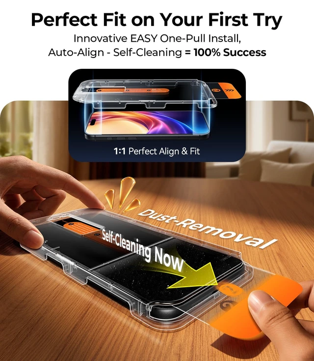 Alt view image 6 of 7 - Top 9H++ Glass 2 Pack for iPhone 17 Pro Max Screen Protector | 13FT Drop Tested, Stronger Edge Protection, Military-Grade Armor, Case Friendly, Easy Installation, Bubble-Free, Anti-Scratch