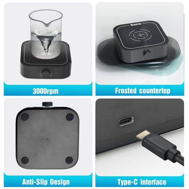 Alt view image 3 of 6 - Magnetic Stirrer 3000rpm, Magnetic stir Plate with Stir Bar, Mini Magnetic Mixer Stirrer Max Stirring Capacity 3000mL, Lab Stirrers (No Heating)