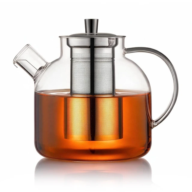 Main image of 1500ml(50oz) Glass Teapot with Removable Infuser, Stovetop Safe Large Tea Pot, Blooming and Loose Leaf Hand Crafted Kettle for Women and Adult with Stainless Infuser