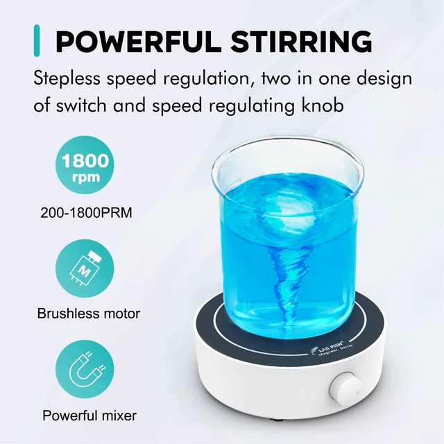 Alt view image 2 of 6 - MS3 Magnetic Stirrer Mixer Stir Plate Set | 1800RPM, 3000ml capacity, includes 3 stir bars & retriever, compact for lab & homebrew