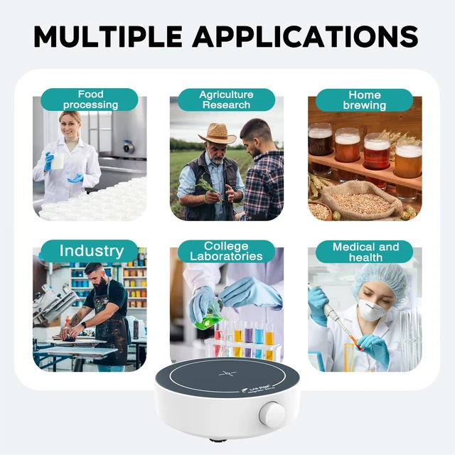 Alt view image 4 of 6 - MS3 Magnetic Stirrer Mixer Stir Plate Set | 1800RPM, 3000ml capacity, includes 3 stir bars & retriever, compact for lab & homebrew