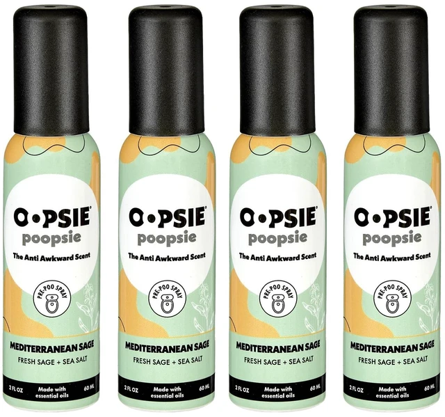 Main image of Toilet Spray Before & After You Go Bathroom Odor Eliminator & Neutralizer Spray, Travel Size with Essential Oils, TSA Approved Mediterranean Sage 4 Pack 2 Oz.