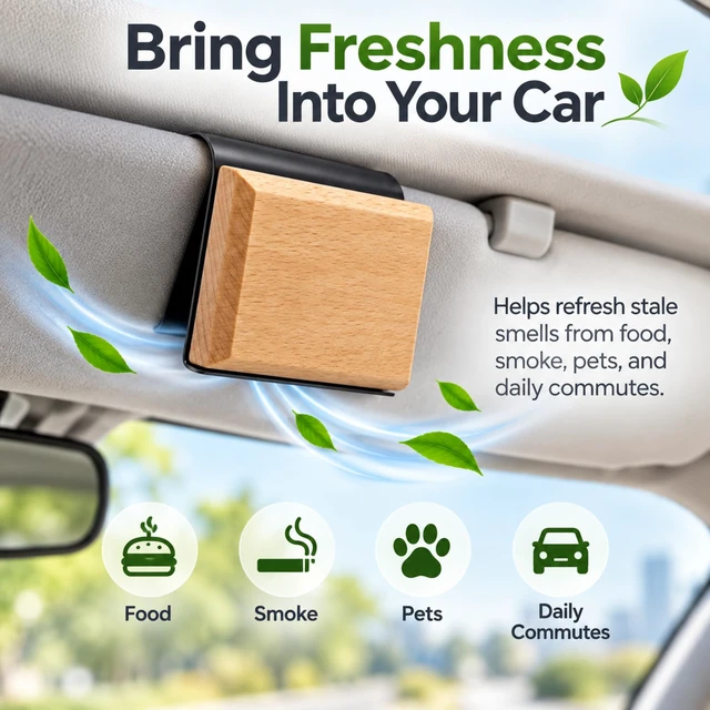 Alt view image 3 of 7 - Car Air Freshener 4 Pack, Wood Visor Clip, Long Lasting Aroma | Nature Inspired Wood Aroma With Pine, Tutti Fruity, Openair And Teak Scents, Fits Cars, Trucks And SUVs With Included Clip