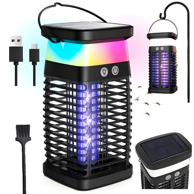 Main image of Solar Bug Zapper 4200V Mosquito Killer for Indoor & Outdoor | 4000mah USB Rechargeable Battery, Fly Trap for Gnat, Fruit Fly, Moths, Portable Pest Control for Camping, Garden, Patio