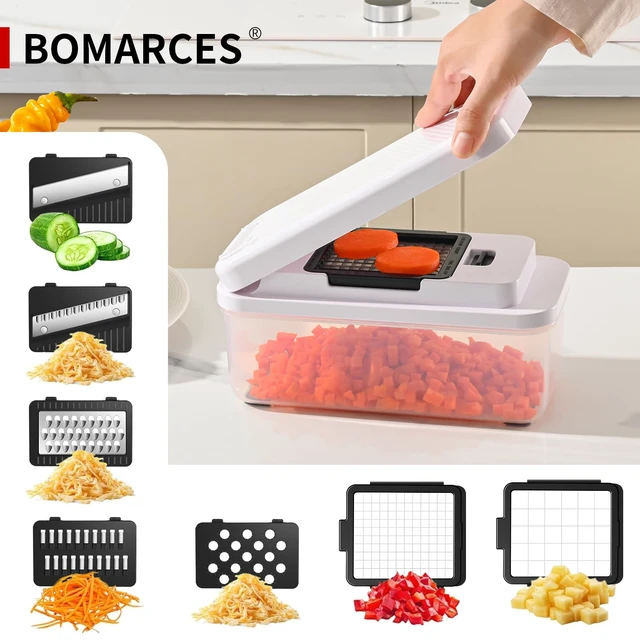 Alt view image 4 of 7 - 11-in-1 Vegetable Chopper 420 Food-Grade Stainless Steel Blades, 7.2 Cup Container with Colander, BPA & PFAS Free, Dishwasher Safe