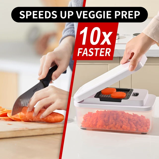 Alt view image 3 of 7 - 11-in-1 Vegetable Chopper 420 Food-Grade Stainless Steel Blades, 7.2 Cup Container with Colander, BPA & PFAS Free, Dishwasher Safe