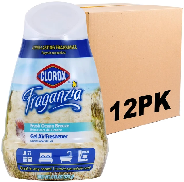 Main image of Fraganzia - Bathroom Air Freshener, Gel Cone, Ocean Breeze, 12 Pack | Twist-off top, long-lasting fragrance for kitchen, bedroom, living room, small spaces; 6 fl oz each, no plugs or batteries