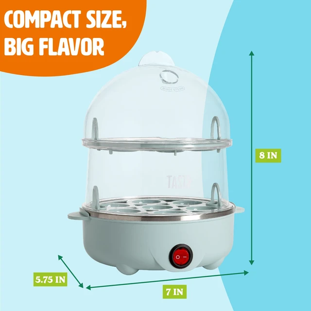 Alt view image 3 of 7 - 2-Tier Electric Egg Cooker, Hard Boiled Egg Cooker, Poacher, Omelet Maker with Auto Shut-Off, Stainless Steel Heating Plate, 14-Egg Capacity, Aqua