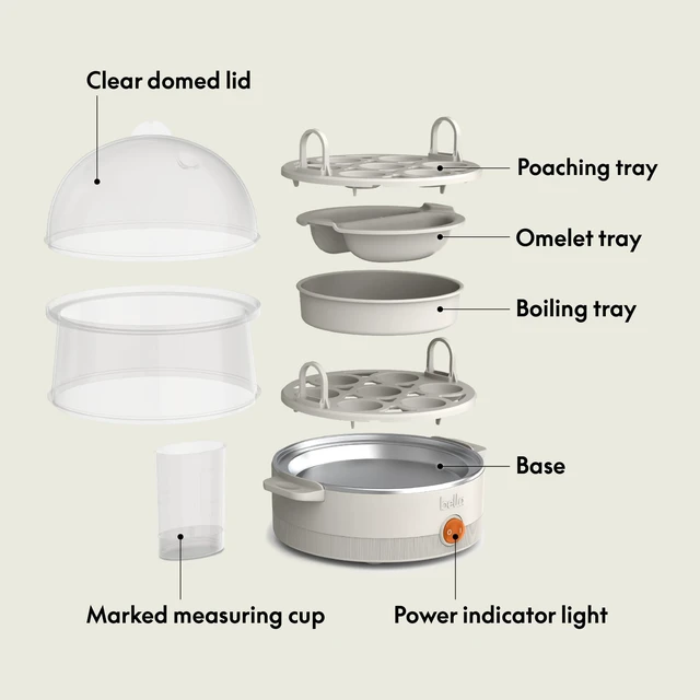 Alt view image 2 of 7 - Electric Egg Cooker, 14 Eggs Capacity Tray, Double Stack, for Poached, Scrambled, Hard, Medium & Soft Boiled Eggs, Omelets and Steamed Dumplings, Auto Shutoff, 360 Watt, Oatmilk