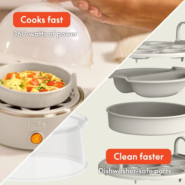 Alt view image 3 of 7 - Electric Egg Cooker, 14 Eggs Capacity Tray, Double Stack, for Poached, Scrambled, Hard, Medium & Soft Boiled Eggs, Omelets and Steamed Dumplings, Auto Shutoff, 360 Watt, Oatmilk