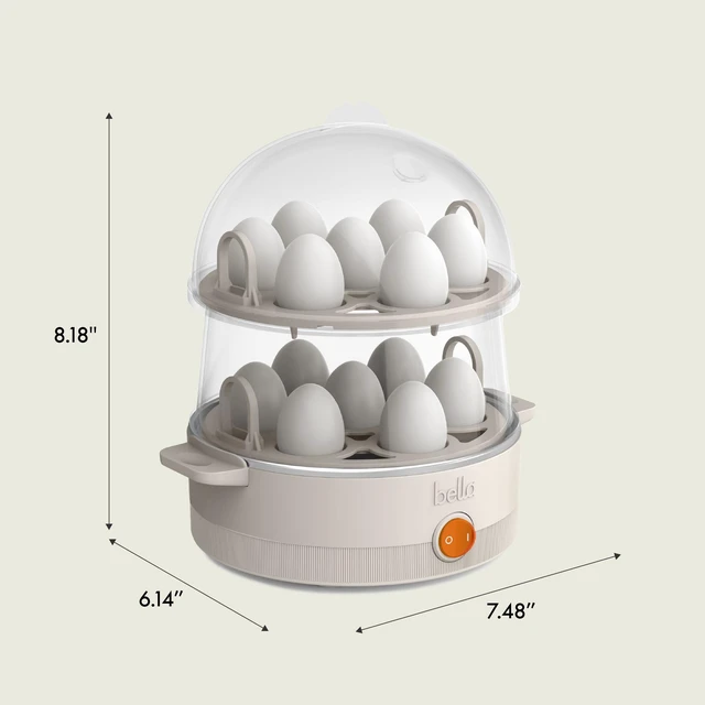 Alt view image 7 of 7 - Electric Egg Cooker, 14 Eggs Capacity Tray, Double Stack, for Poached, Scrambled, Hard, Medium & Soft Boiled Eggs, Omelets and Steamed Dumplings, Auto Shutoff, 360 Watt, Oatmilk