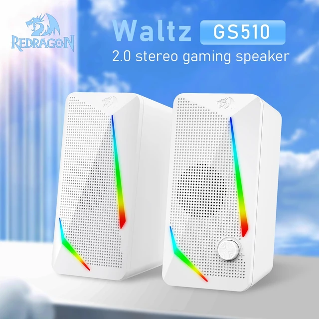 Alt view image 2 of 7 - GS510 RGB Wired Desktop Speakers, 2.0 Channel Stereo Sound, White | 4 Colorful LED Backlight Modes, Enhanced Bass, Easy-Access Volume Control, Plug & Play USB Powered PC Gaming Speaker