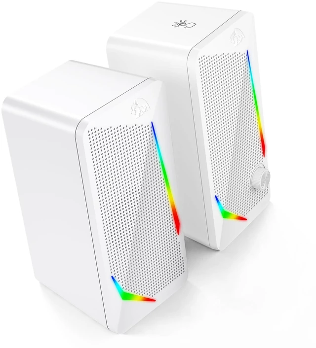 Alt view image 7 of 7 - GS510 RGB Wired Desktop Speakers, 2.0 Channel Stereo Sound, White | 4 Colorful LED Backlight Modes, Enhanced Bass, Easy-Access Volume Control, Plug & Play USB Powered PC Gaming Speaker