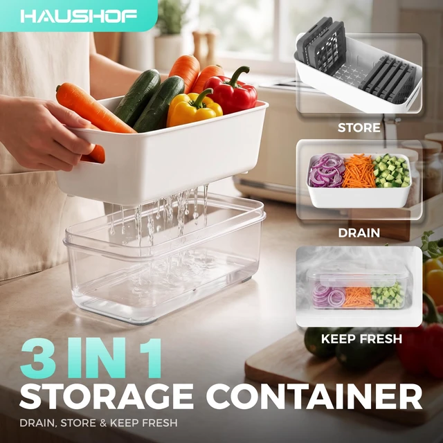 Alt view image 2 of 7 - 9-in-1 Vegetable Chopper & Mandoline Slicer, 7 Blades, Drain Basket | Food and Veggie Chopper and Dicer, Grater, Kitchen Prep Tool with Container, Safety Holder, Interchangeable Blades