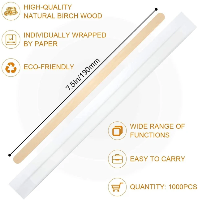 Alt view image 2 of 7 - 1000Pcs Disposable Wood Coffee Stir Sticks Stirrers Individually Paper Wrapped Coffee Tea Beverage Stirrers Stirrings 7.5 Inch,190mm