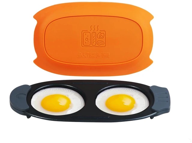 Main image of Quick-Heat Microwave Egg Cooker,Poacher,Fryer for 2 Eggs,Omelet | Multi-use Breakfast Sandwich Maker,Removable Silicone Handles,BPA/PFOA-Free,Dishwasher-Safe,Portable for RV,Dorm,Gift(Orange)