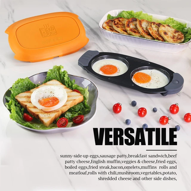 Alt view image 4 of 7 - Quick-Heat Microwave Egg Cooker,Poacher,Fryer for 2 Eggs,Omelet | Multi-use Breakfast Sandwich Maker,Removable Silicone Handles,BPA/PFOA-Free,Dishwasher-Safe,Portable for RV,Dorm,Gift(Orange)