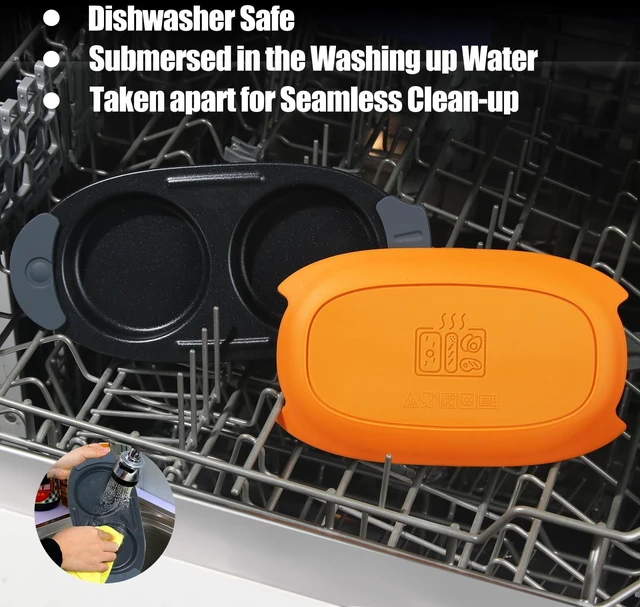Alt view image 5 of 7 - Quick-Heat Microwave Egg Cooker,Poacher,Fryer for 2 Eggs,Omelet | Multi-use Breakfast Sandwich Maker,Removable Silicone Handles,BPA/PFOA-Free,Dishwasher-Safe,Portable for RV,Dorm,Gift(Orange)