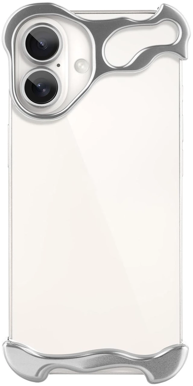 Main image of Frameless Phone Case Crafted for iPhone 16 Silver | Compatible with Lens Camera Protection, Metal Minimalist Design, Extremely Highlighting Personality