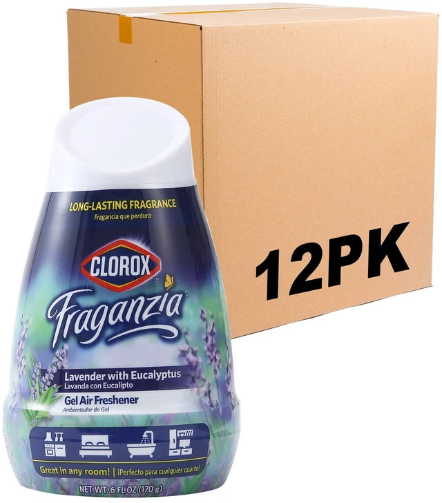 Main image of Fraganzia - Gel Air Freshener, Lavender Eucalyptus, 6 oz, 12 Pack | Cone for bathroom, bedroom, kitchen and other rooms; long-lasting fragrance, crisp soothing aroma; peel-and-twist opening