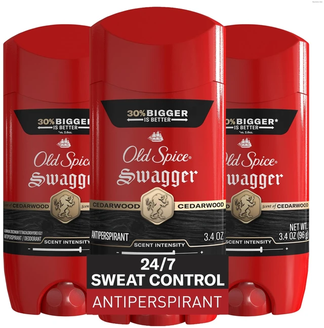 Main image of Antiperspirant Deodorant for Men, Swagger Scent, 3.4 oz Pack of 3 | Cedarwood & Lime Notes | 24/7 Sweat & Odor Protection | 24/7 Scent Control & Long-Lasting Freshness | Red Collection