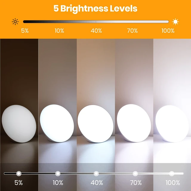 Alt view image 2 of 6 - Sun Lamp, 10,000 Lux Sunlight Lamp with 4 Color Temperatures & 5 Brightness & 1H Timer, Touch Control Daylight Lamp with Memory Function for Home