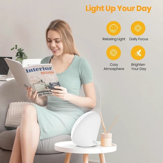 Alt view image 5 of 6 - Sun Lamp, 10,000 Lux Sunlight Lamp with 4 Color Temperatures & 5 Brightness & 1H Timer, Touch Control Daylight Lamp with Memory Function for Home