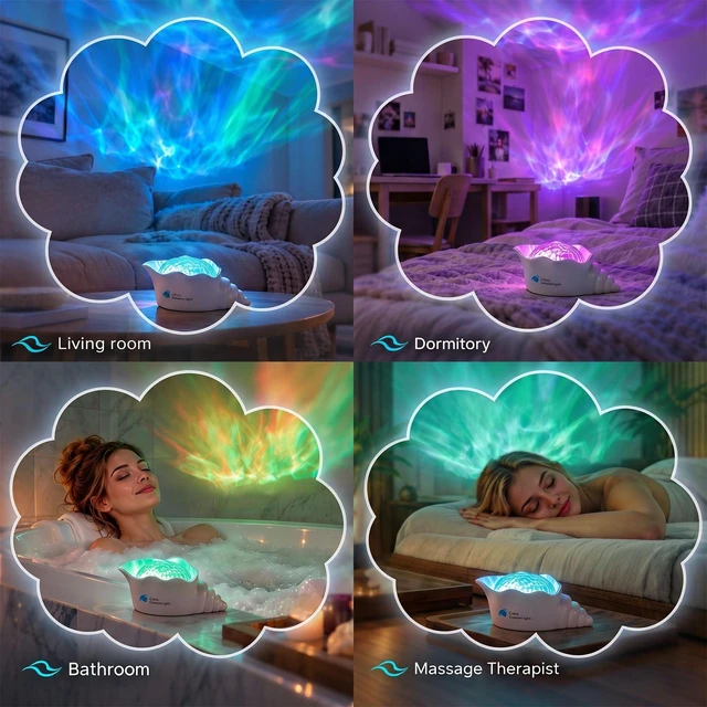 Alt view image 7 of 7 - Ocean Projector Light for Room Decor, Cordless Shower Lamp Wave Lighting | Ambient Mood Light Projector with Dimmer, Calming Night Light Room Ceiling Decor for Bedroom,Bathroom,Living Room