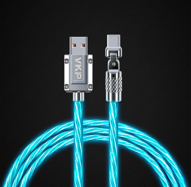 Main image of 8K Mechanical Keyboard Cable with Magnetic Axis, Silver RGB Light Up Cable, Rotatable USB-C Port, Zinc Alloy+TPE, 10W Transmission, Stable Connection No Lag for Gaming/Office,1.5Meter
