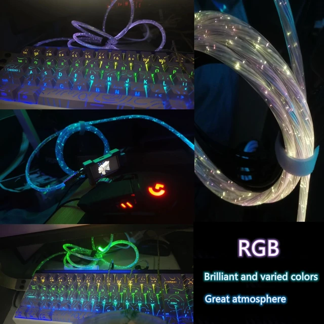 Alt view image 4 of 7 - 8K Mechanical Keyboard Cable with Magnetic Axis, Silver RGB Light Up Cable, Rotatable USB-C Port, Zinc Alloy+TPE, 10W Transmission, Stable Connection No Lag for Gaming/Office,1.5Meter