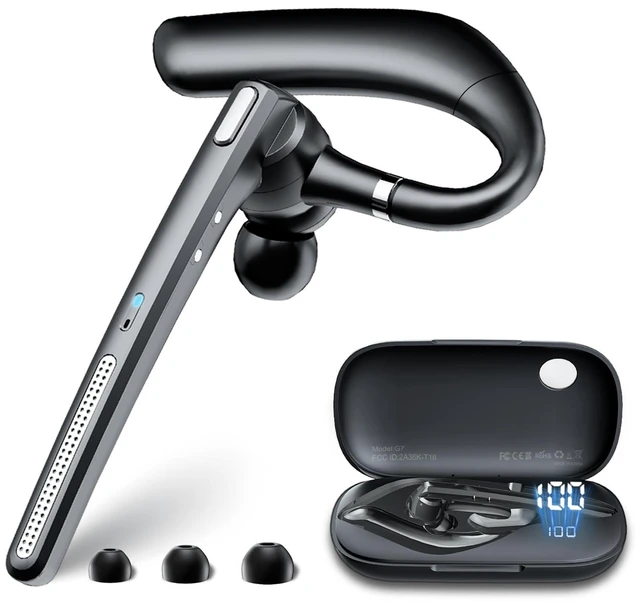 Main image of Headset with Noise Cancelling Mic,Wireless Earpiece for Trucker | Bluetooth V5.3 Earpiece with Mute Button for Work,DrivingHands-Free Headphones with 72-Hour Talk Time & 500mAh Charging Case